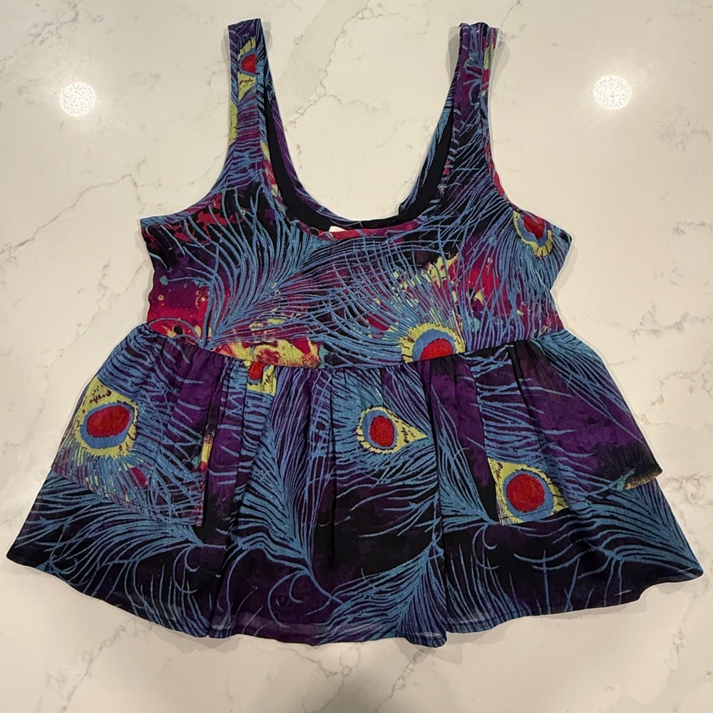 Steve Madden Multicolor Feather Print Top - Size S